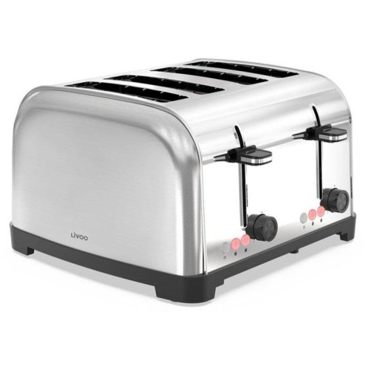 Livoo Dod197 Tostapane 4 Fessure Acciaio Inox 1700W 2 Termostati 7 Livelli