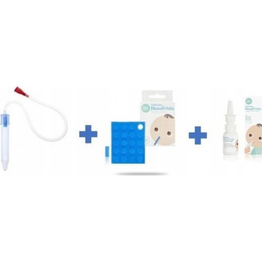 Kit 3 en 1 NoseFrida Aspirador Nasal con Spray Salino y Filtros Higiénicos