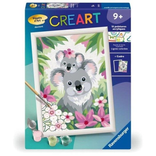 Ravensburger Malen nach Zahlen Set 18x24 cm Koalamutter und Baby mit Glitzer-Rahmen