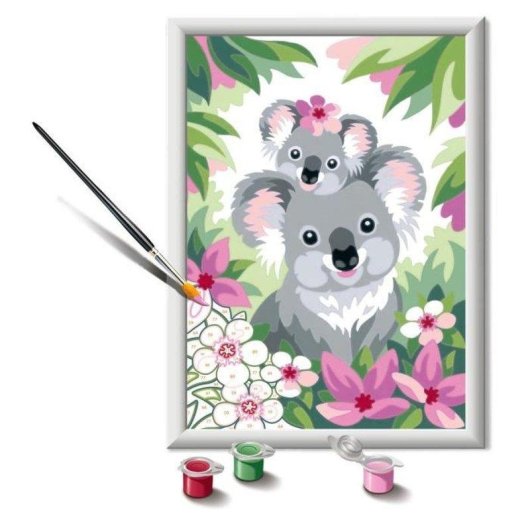 Ravensburger Malen nach Zahlen Set 18x24 cm Koalamutter und Baby mit Glitzer-Rahmen