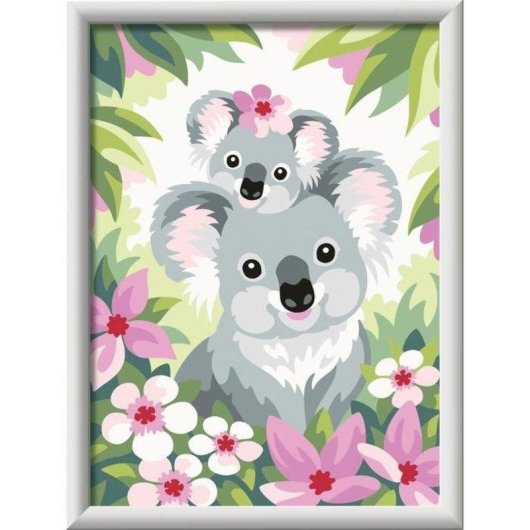 Ravensburger Malen nach Zahlen Set 18x24 cm Koalamutter und Baby mit Glitzer-Rahmen