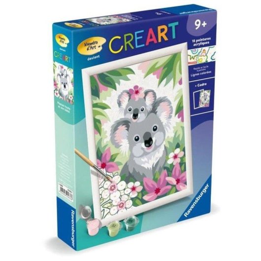 Ravensburger Malen nach Zahlen Set 18x24 cm Koalamutter und Baby mit Glitzer-Rahmen