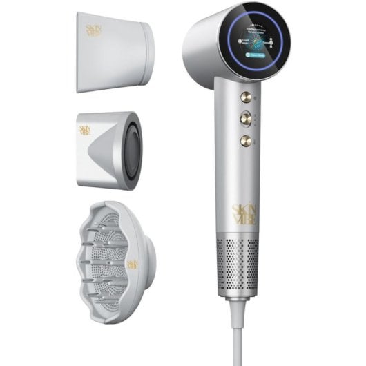 Secador de Cabelo Iónico SkinVibe Aurea Family X Plasma 1600W 4 Temperaturas 2 Velocidades com Acessórios Ecrã Tátil Cinzento
