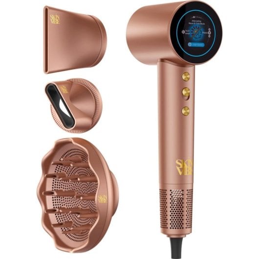Secador de Cabelo Iónico SkinVibe Aurea Family X Plasma 1600W 4 Temperaturas 2 Velocidades com Acessórios Ecrã Tátil Cinzento