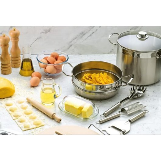 Panela BRA Profissional A343934 6,5 L aço inox com tampa vidro 22 cm