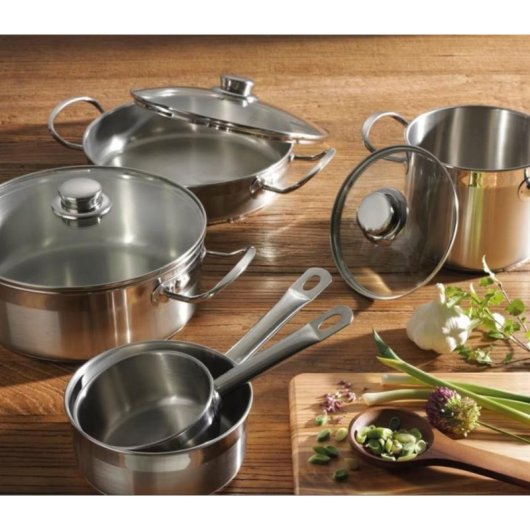 Panela BRA Profissional A343934 6,5 L aço inox com tampa vidro 22 cm