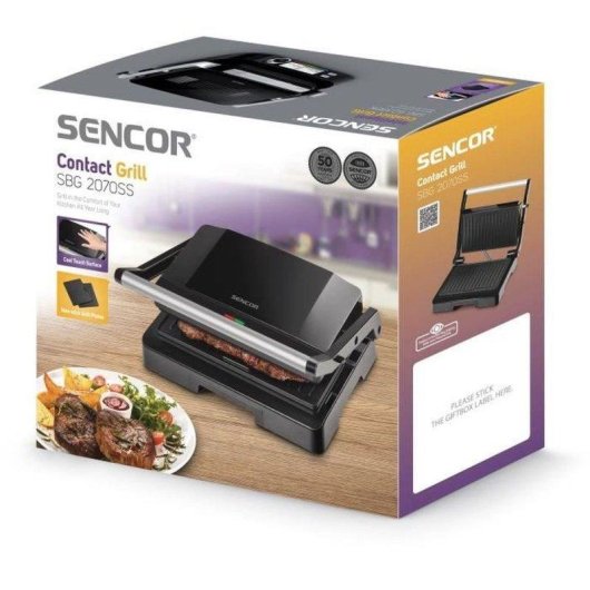 Sencor SBG 2070SS Kontaktgrill 1000W Antihaft-Beschichtung 23x14,5cm