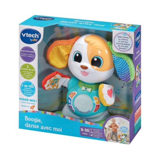 Juguete interactivo VTech Baby Boogie Cão dançante Luzes Música 5 botões educativos
