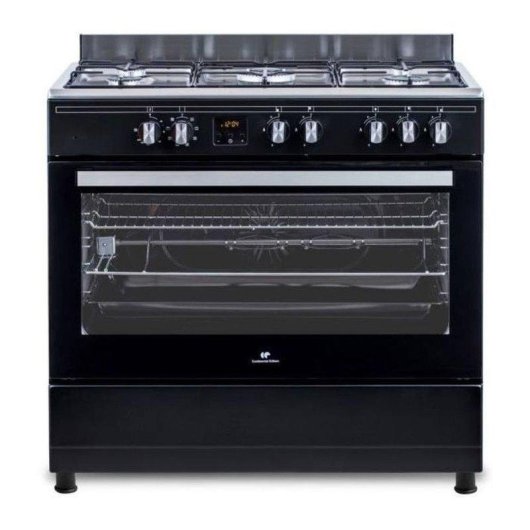 Cuisinière gaz libre 90 cm Continental Edison CECP9060BDD 5 feux Multifonction 95 L Noir Mat
