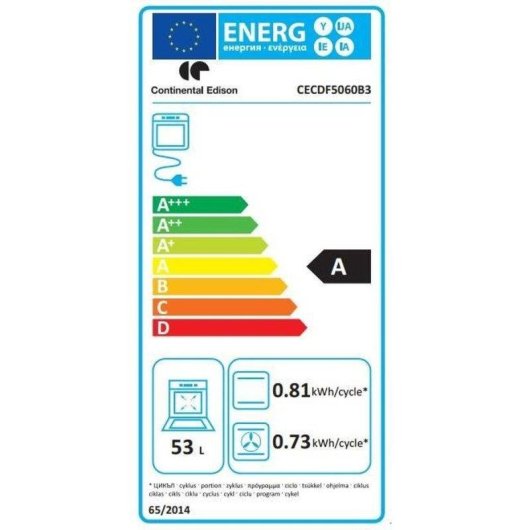Gasherd Continental Edison CECDF5060B3 50 cm Schwarz 4 Brenner Doppel-Elektroherd 53 L + 32 L