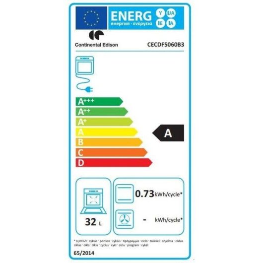 Gasherd Continental Edison CECDF5060B3 50 cm Schwarz 4 Brenner Doppel-Elektroherd 53 L + 32 L