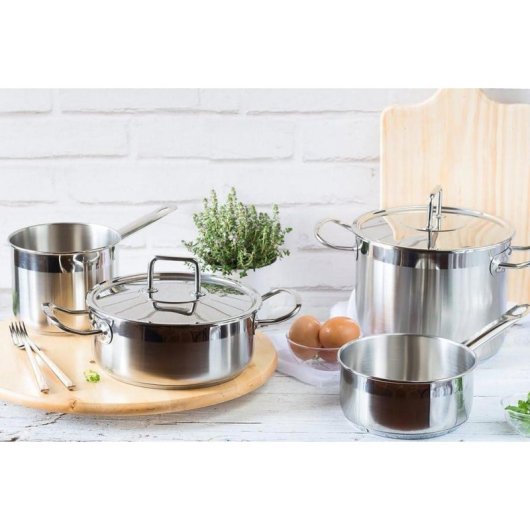 Topf BRA Professionell 24 cm mit Glasdeckel 8,5 L Edelstahl