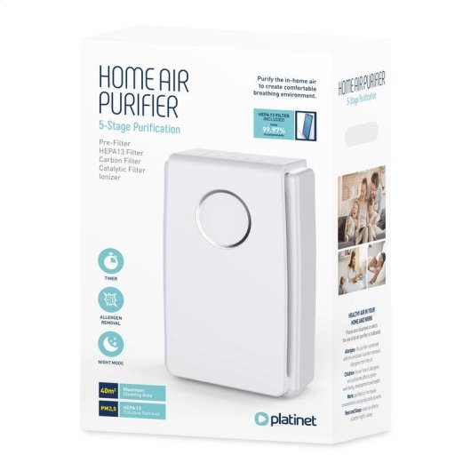 Purificatore d'aria Platinet PAPHEPA13 Filtro HEPA 13 Ionizzatore