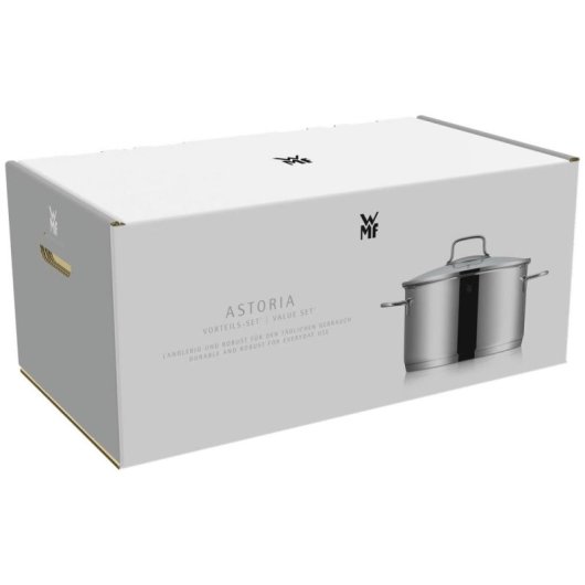 Casserole WMF Astoria Cromargan® 18/10 4 pièces avec couvercle en verre