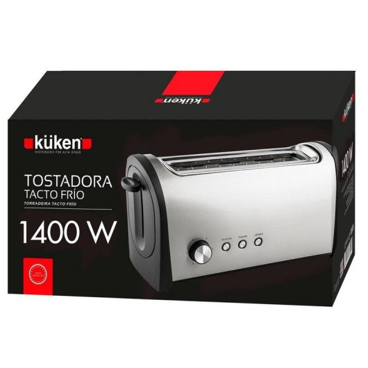 Tostapane Küken 33622 4 fette 2 fessure lunghe 1400W acciaio inox nero