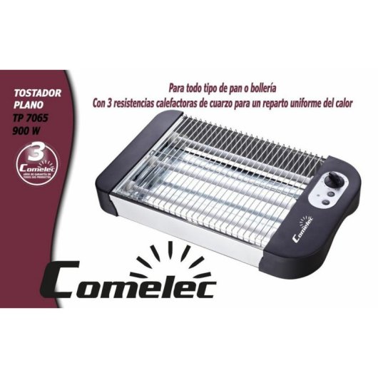 Tostapane COMELEC TP7065 900W Nero Acciaio Inox Fessura Larga