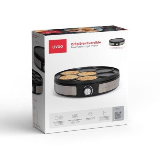 Crepera reversible Livoo DOP247 1500 W placas antiadherentes termostato ajustable
