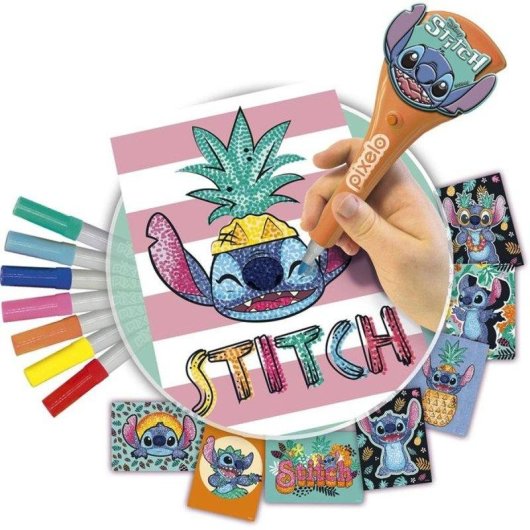 Kit Criativo Lansay Pixelo Stitch Arte Eletrónico Pontos 8 Ilustrações