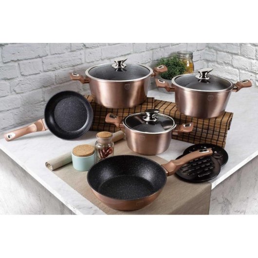 Conjunto de ollas Berlinger Haus Metallic Rose Gold 17 elementos