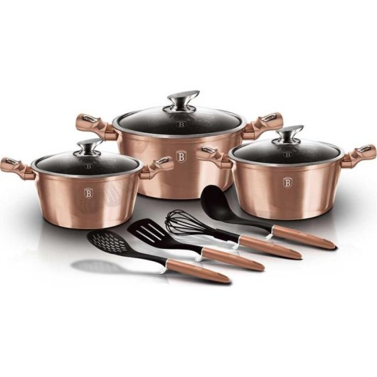 Conjunto de ollas Berlinger Haus Metallic Rose Gold 17 elementos