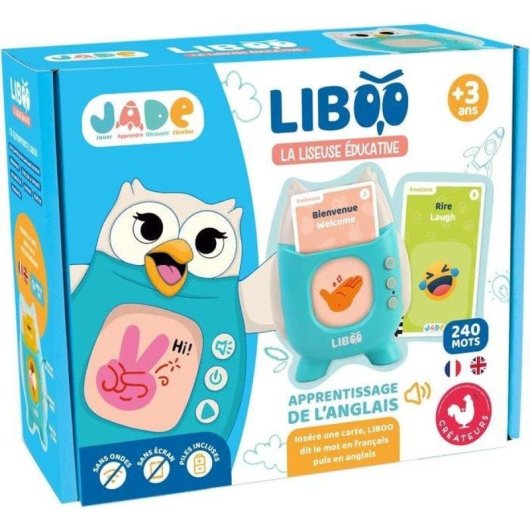 Leitor Educativo MGM Liboo Jade 120 Cartões 240 Palavras Francês/Inglês Sem Ecrã Forma Coruja
