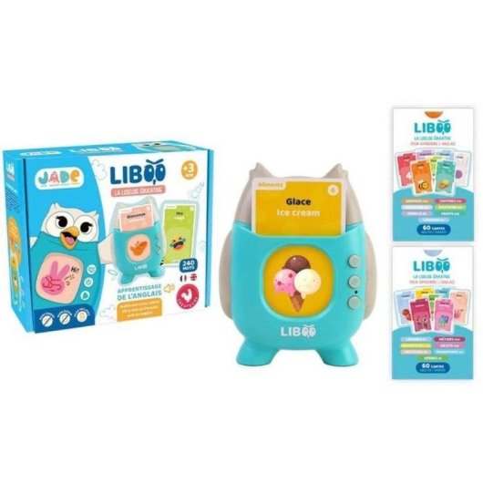 Leitor Educativo MGM Liboo Jade 120 Cartões 240 Palavras Francês/Inglês Sem Ecrã Forma Coruja