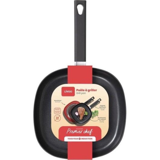 Frigideira grill Livoo MEP152 Alumínio 24 cm Antiaderente Sem PFOA PFOS
