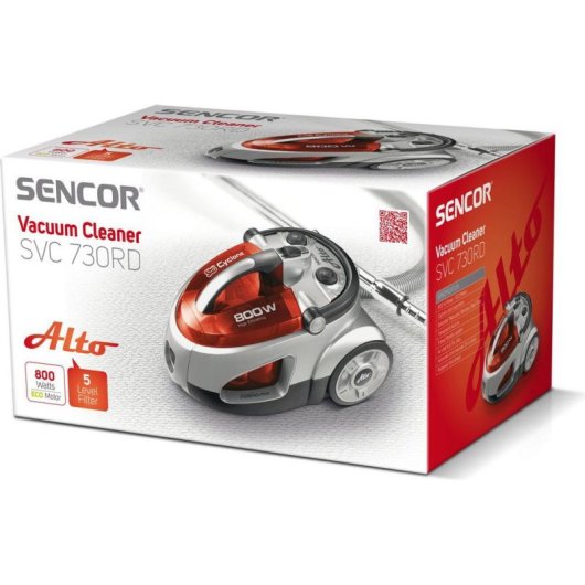 Aspirateur sans Sac Sencor SVC 730RD 800W 1,5 L Rouge avec Filtre HEPA