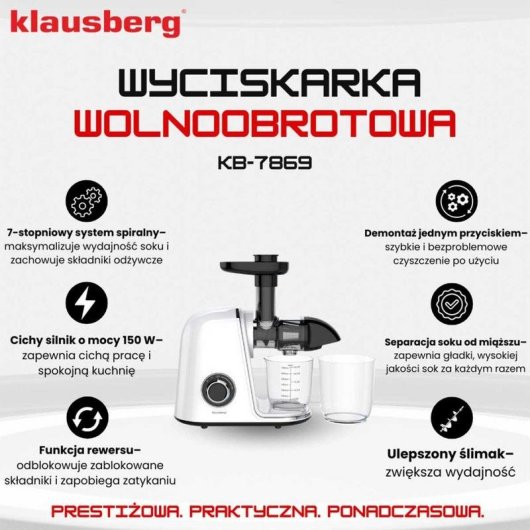 Kaltpresser Klausberg KB-7869 150W Rückwärtsgang