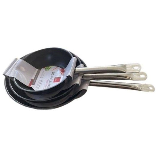 Set 3 Padelle Baumalu Acciaio Inox 20/24/28 cm Antiaderente Induzione