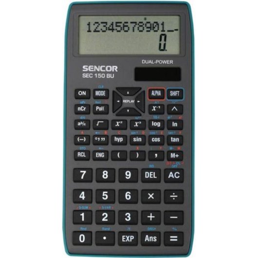 Calculadora científica Sencor SEC 150 BU 12 dígitos solar y batería azul