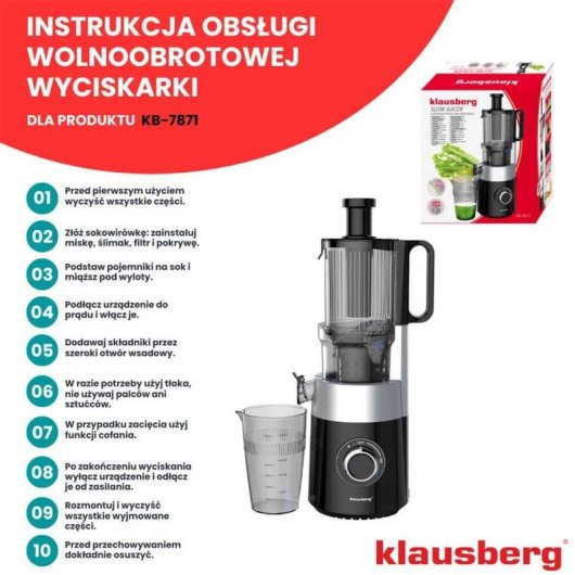 Kaltpresser Klausberg KB-7871 Schwarz und Silber