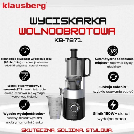 Kaltpresser Klausberg KB-7871 Schwarz und Silber