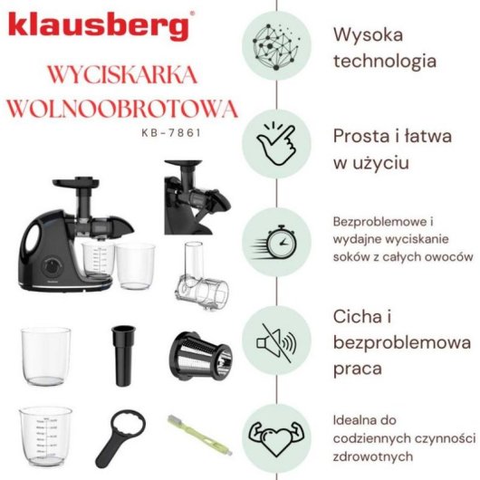 Kaltgepresster Entsafter Klausberg KB-7861 150 W schwarz leise