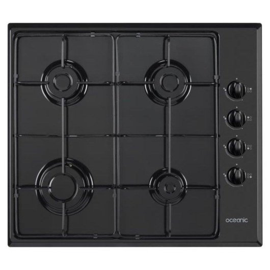 Piano cottura a gas Oceanic 4 fuochi nero smalto accensione elettrica 58x51 cm