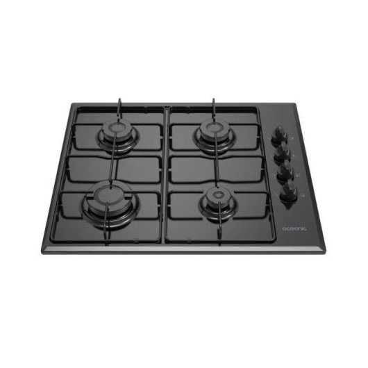 Piano cottura a gas Oceanic 4 fuochi nero smalto accensione elettrica 58x51 cm