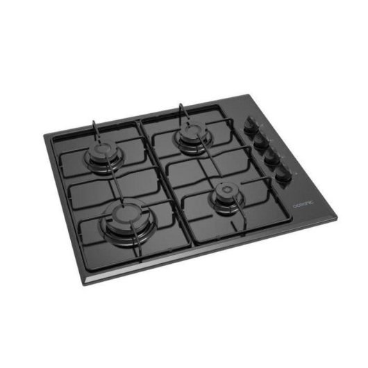 Piano cottura a gas Oceanic 4 fuochi nero smalto accensione elettrica 58x51 cm