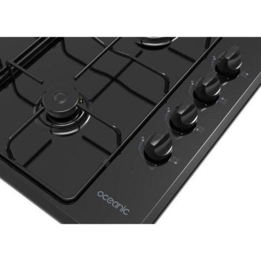 Piano cottura a gas Oceanic 4 fuochi nero smalto accensione elettrica 58x51 cm