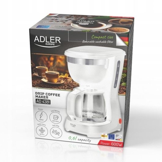 Caffettiera a filtro Adler AD 4381 bianca 0,6 L con sistema antigoccia