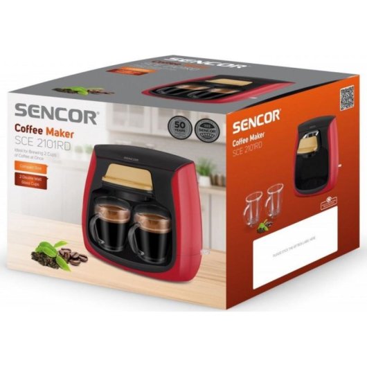 Filterkaffeemaschine Sencor SCE 2101RD 0,3 L 2 Tassen mit Warmhalteplatte
