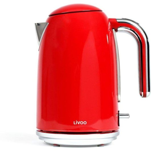 Bouilloire Livoo Dod180r 1,7 L Rouge Résistance Cachée Base 360° Filtre Anti-Calcaire