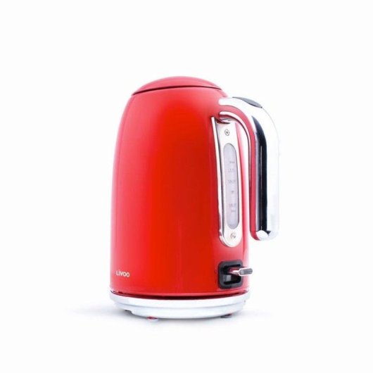 Bouilloire Livoo Dod180r 1,7 L Rouge Résistance Cachée Base 360° Filtre Anti-Calcaire