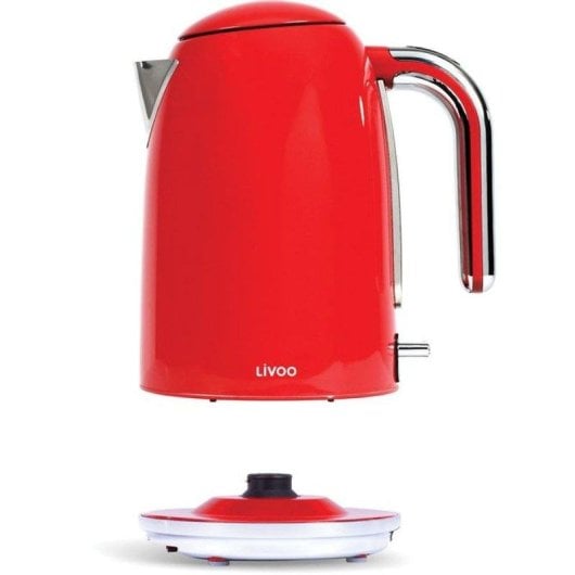 Bouilloire Livoo Dod180r 1,7 L Rouge Résistance Cachée Base 360° Filtre Anti-Calcaire