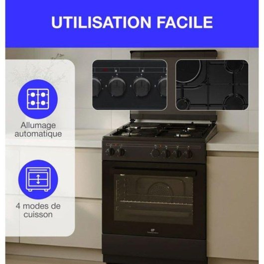 Cuisinière mixte Continental Edison CECM60FCB 3 gaz + 1 électrique 56L