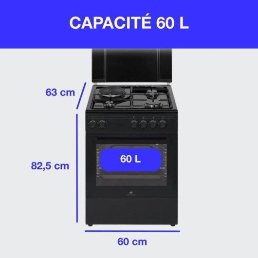 Cuisinière mixte Continental Edison CECM60FCB 3 gaz + 1 électrique 56L