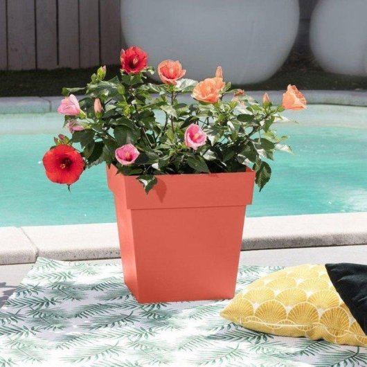 Macetero carré EDA Toscane 32 cm 22 L polypropylène orange