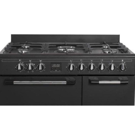 Cocina de gas tipo piano Continental Edison CECP903FB 90 cm 5 fuegos 3 hornos Negro
