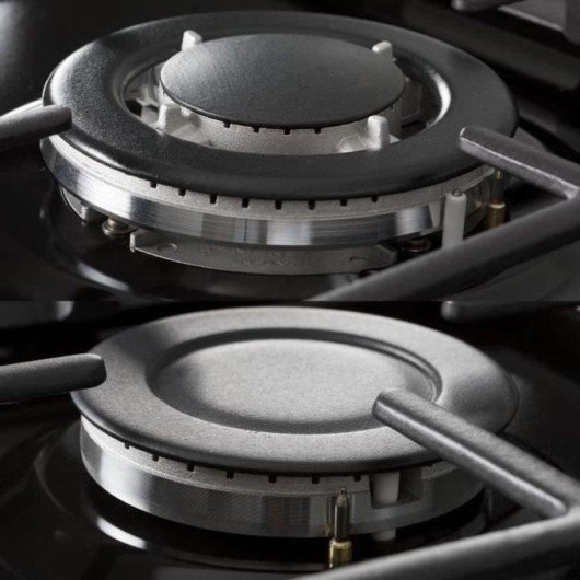 Cocina de gas tipo piano Continental Edison CECP903FB 90 cm 5 fuegos 3 hornos Negro