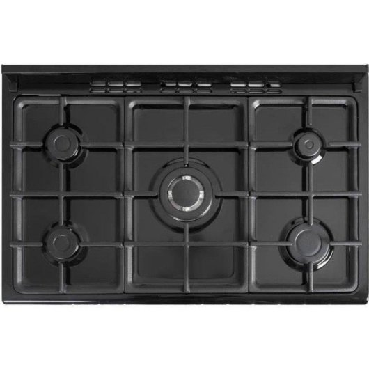 Cocina de gas tipo piano Continental Edison CECP903FB 90 cm 5 fuegos 3 hornos Negro
