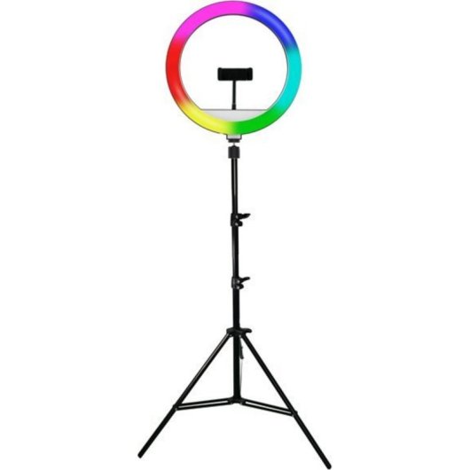 Luz de anillo Powerton WPRL2RGB 13" RGB LED con trípode y soporte para teléfono